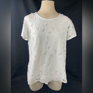 Chico's lace layered White Boho Top Sz 1